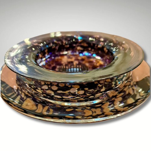 Click to view detail for GBG-037 Ikebana Bowl Black/Green/Gold $125
